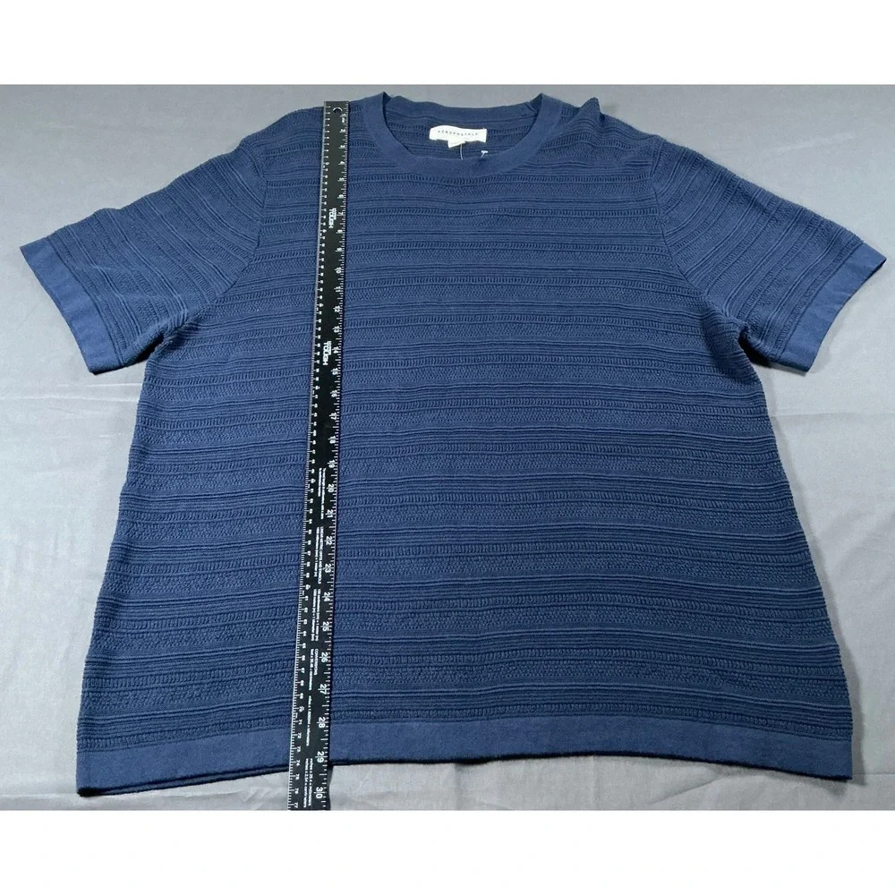 Aeropostale Mens Textured Knit Short Sleeve Sweater Navy Blue XL 145122